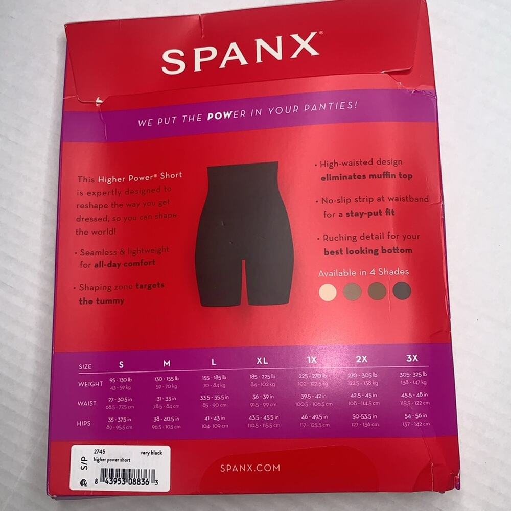 SPANX Higher Power Short. Very‎ Black. Size Small - Picture 5 of 11